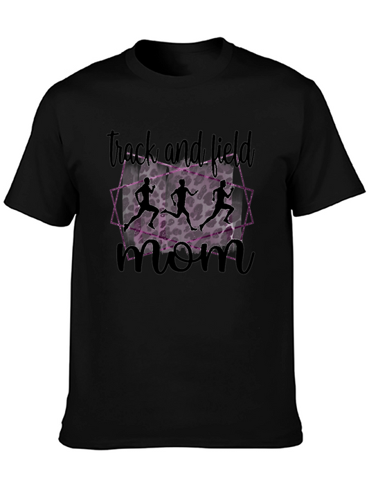 Track and Field Mom T-Shirt - Leopard Print