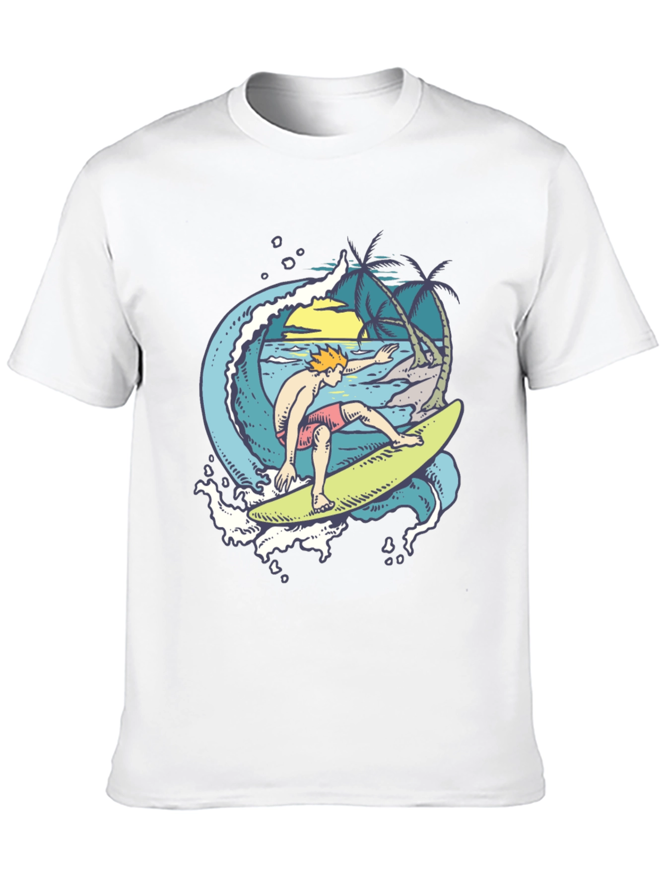Surfer Wave Graphic Black T-Shirt