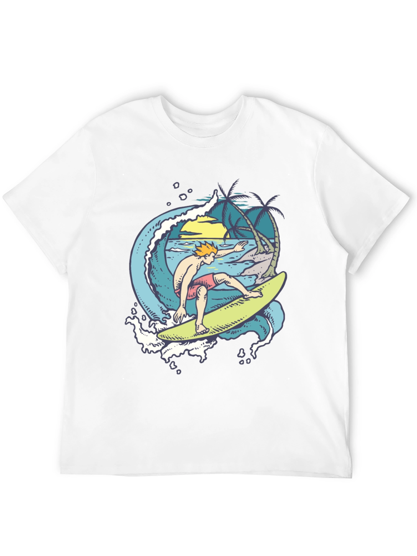 Surfer Wave Graphic Black T-Shirt