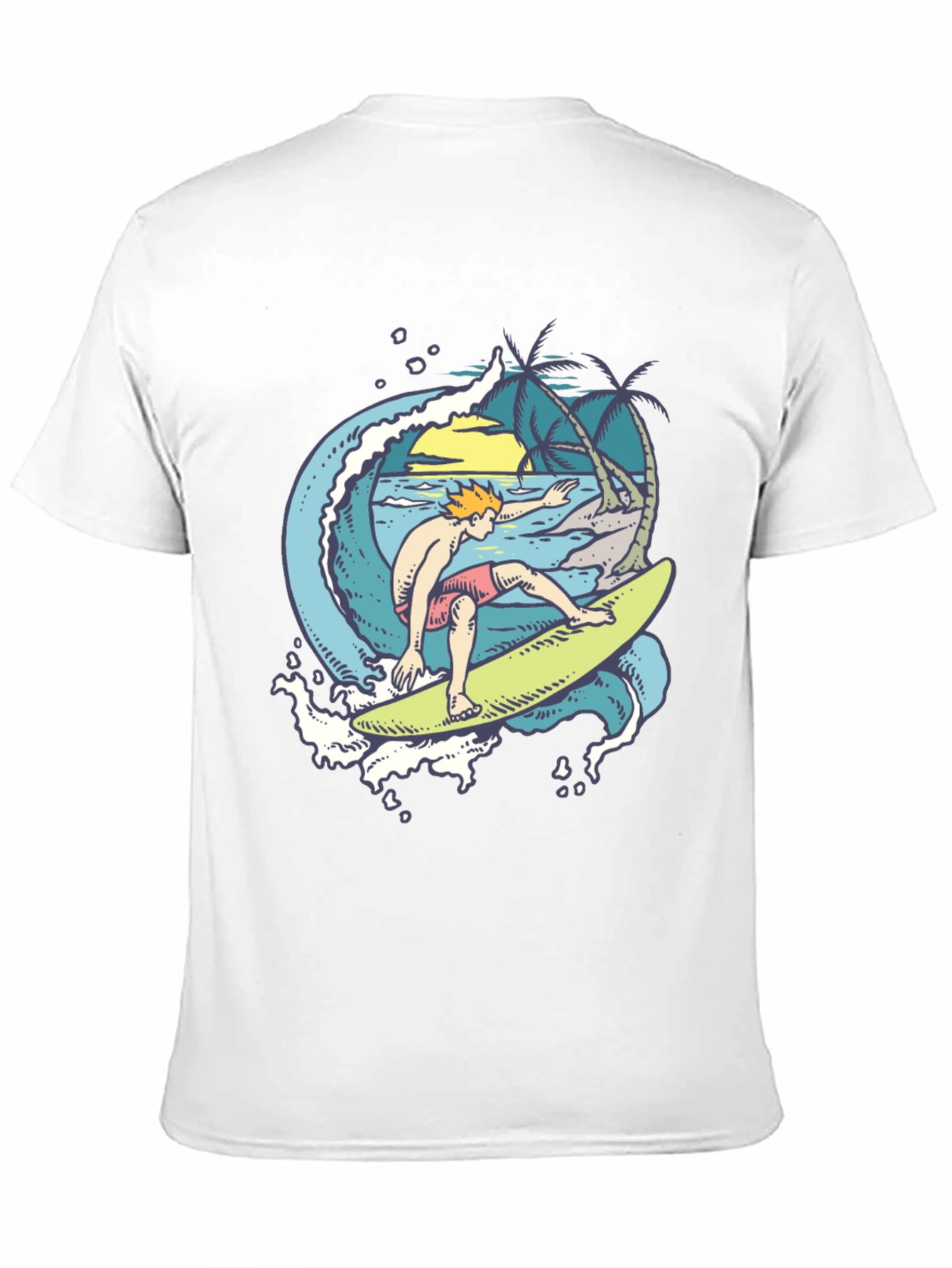Surfer Wave Graphic Black T-Shirt