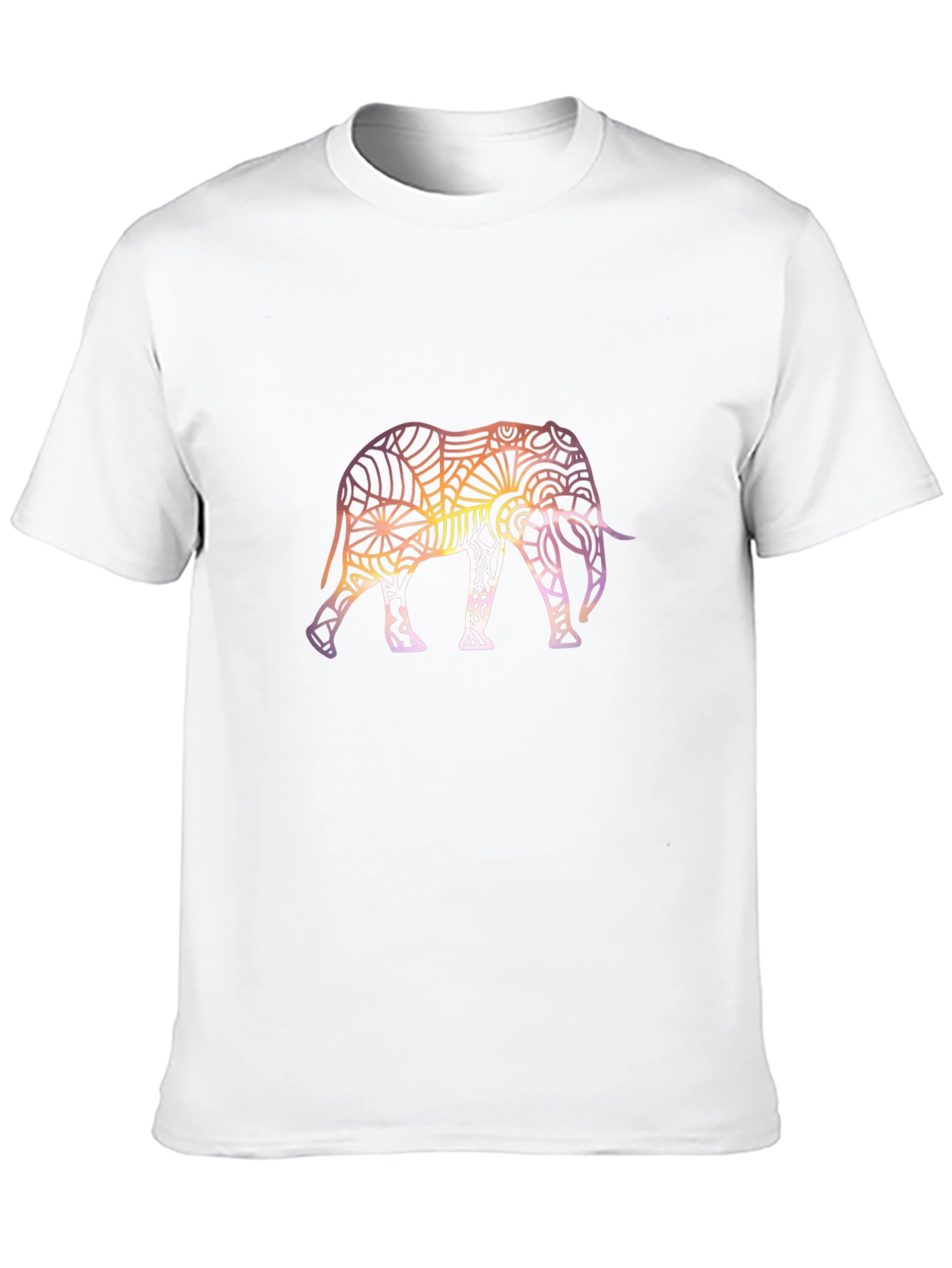 Elephant Mandala Graphic Print Black T-Shirt