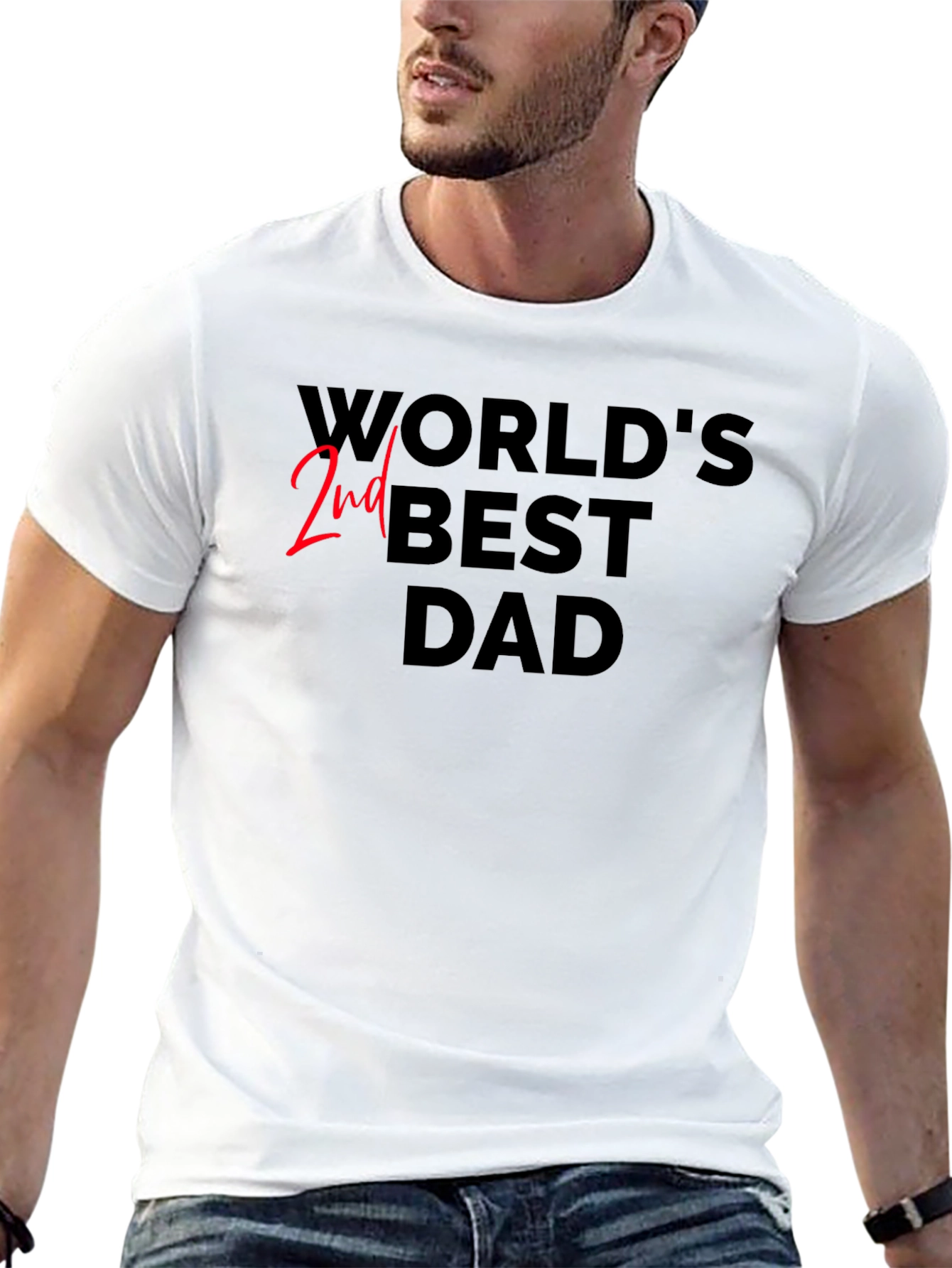 Worlds 2nd Best Dad Black T-Shirt