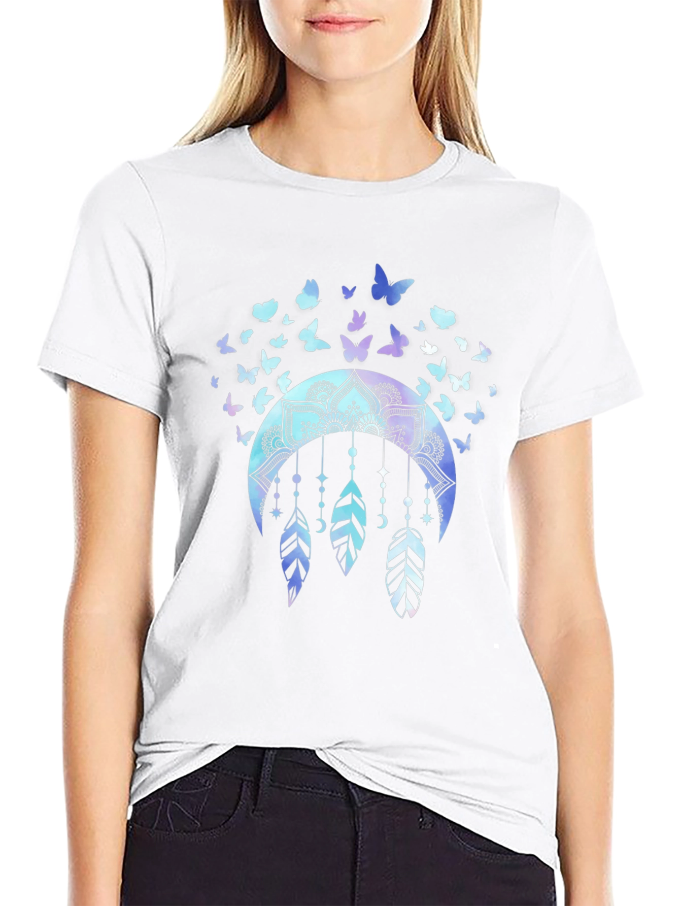 Butterfly Dreamcatcher Graphic Tee - Black