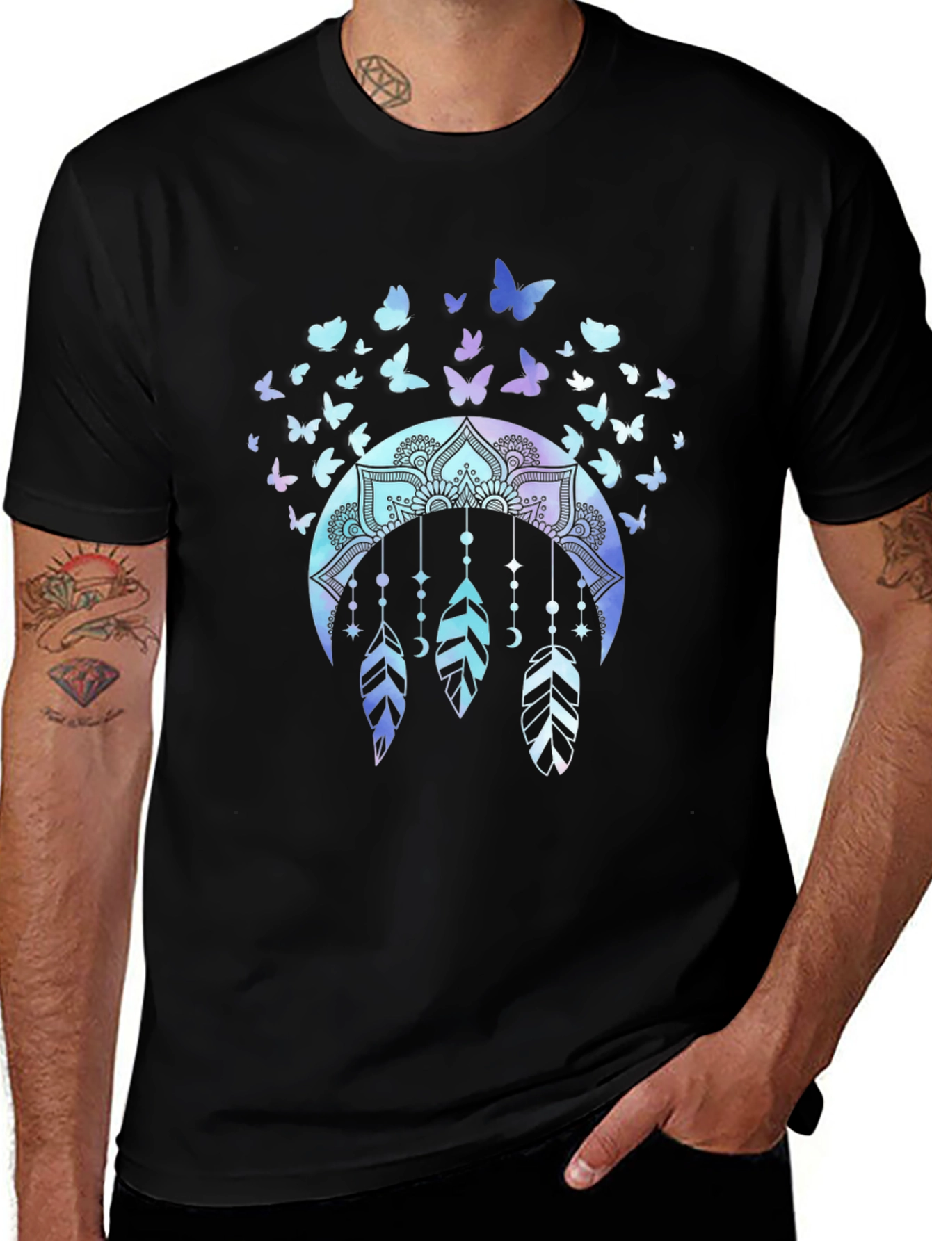 Butterfly Dreamcatcher Graphic Tee - Black