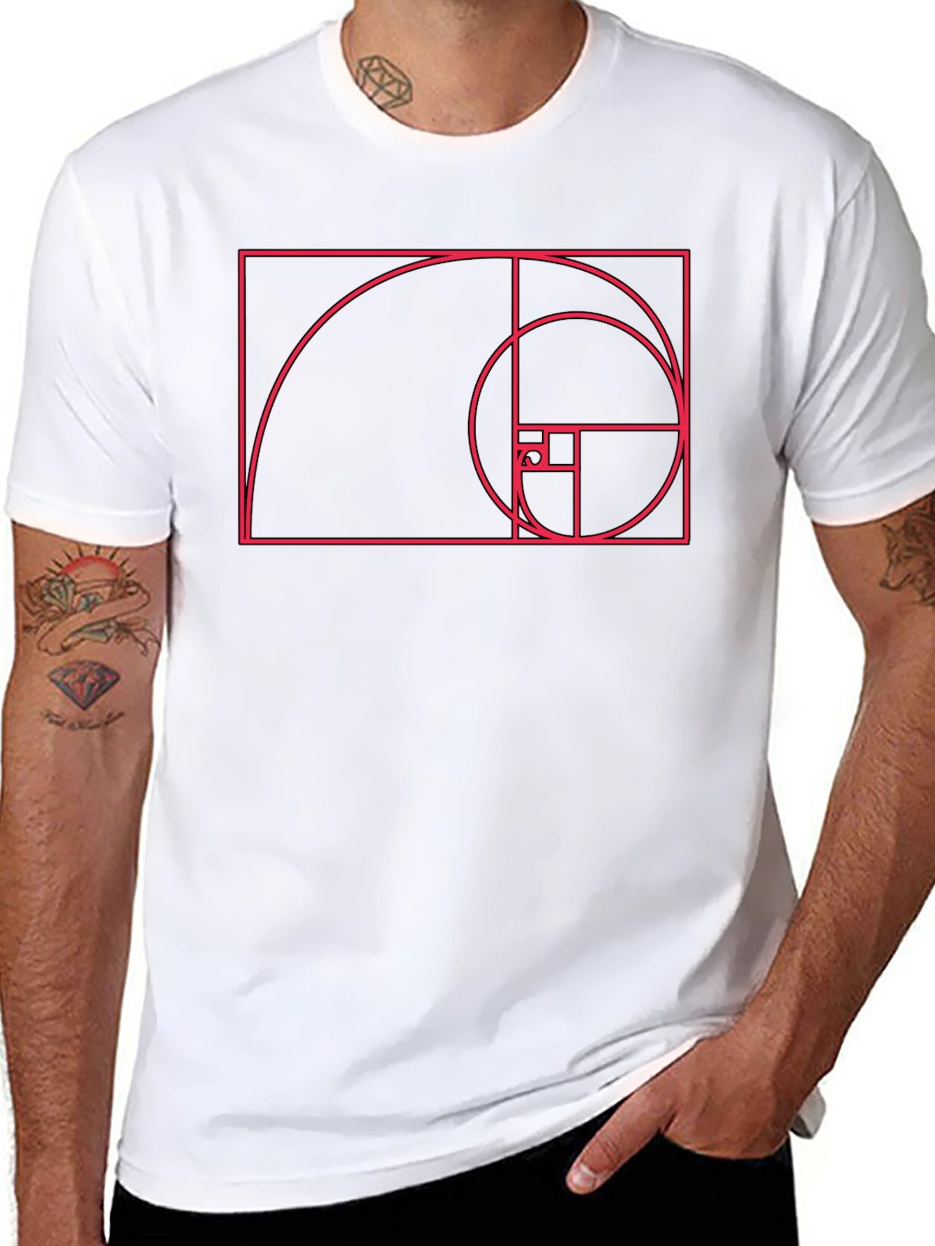 Golden Ratio Spiral Graphic T-Shirt - Black
