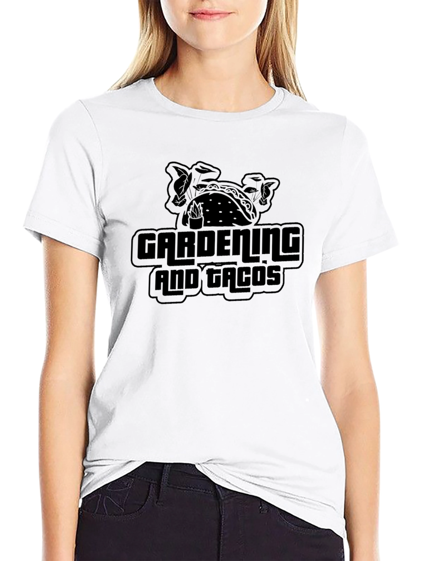 Gardening and Tacos Black Graphic Tee