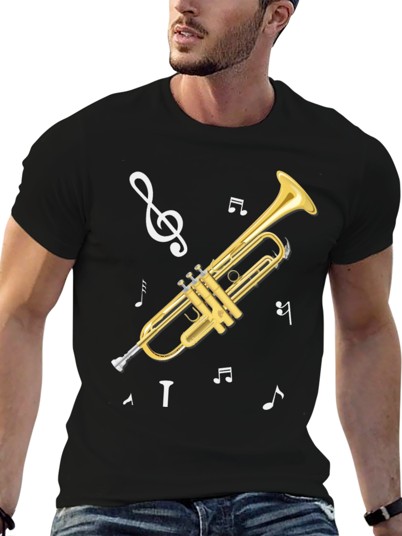 Trumpet Musical Notes Graphic T-Shirt