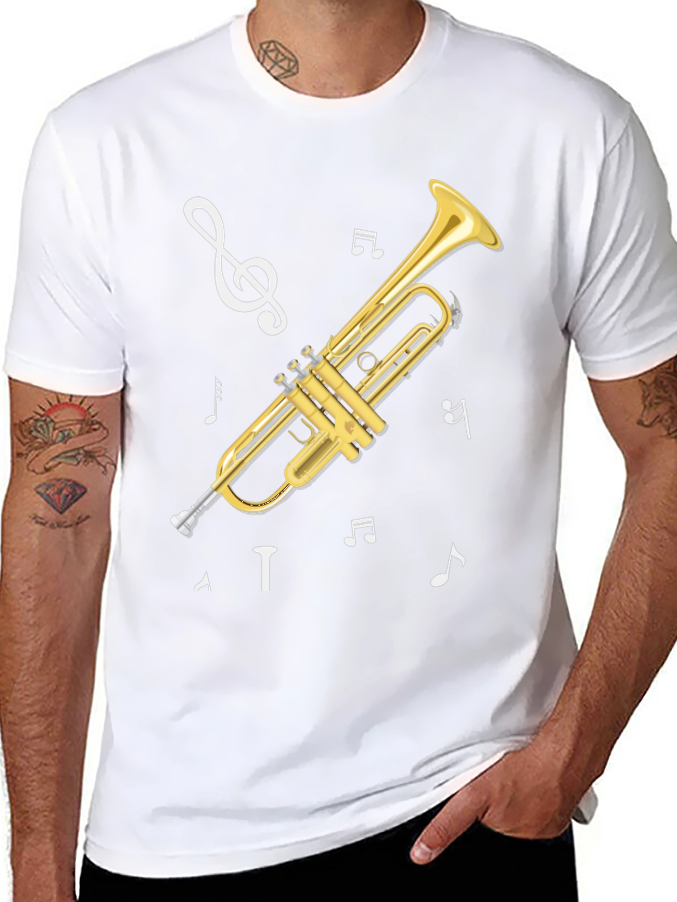 Trumpet Musical Notes Graphic T-Shirt