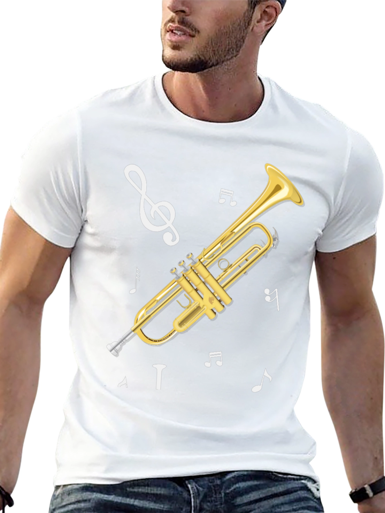 Trumpet Musical Notes Graphic T-Shirt