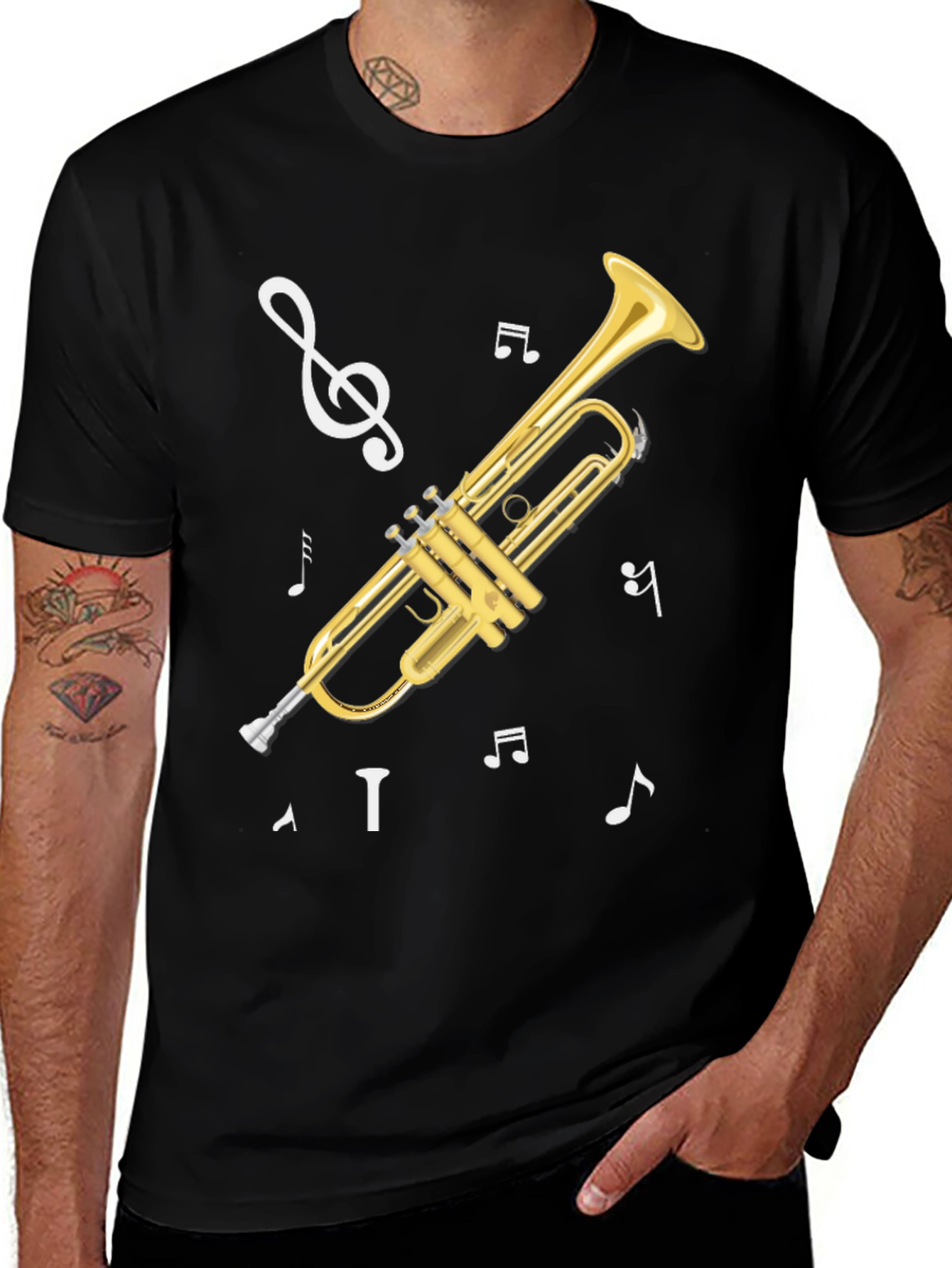 Trumpet Musical Notes Graphic T-Shirt
