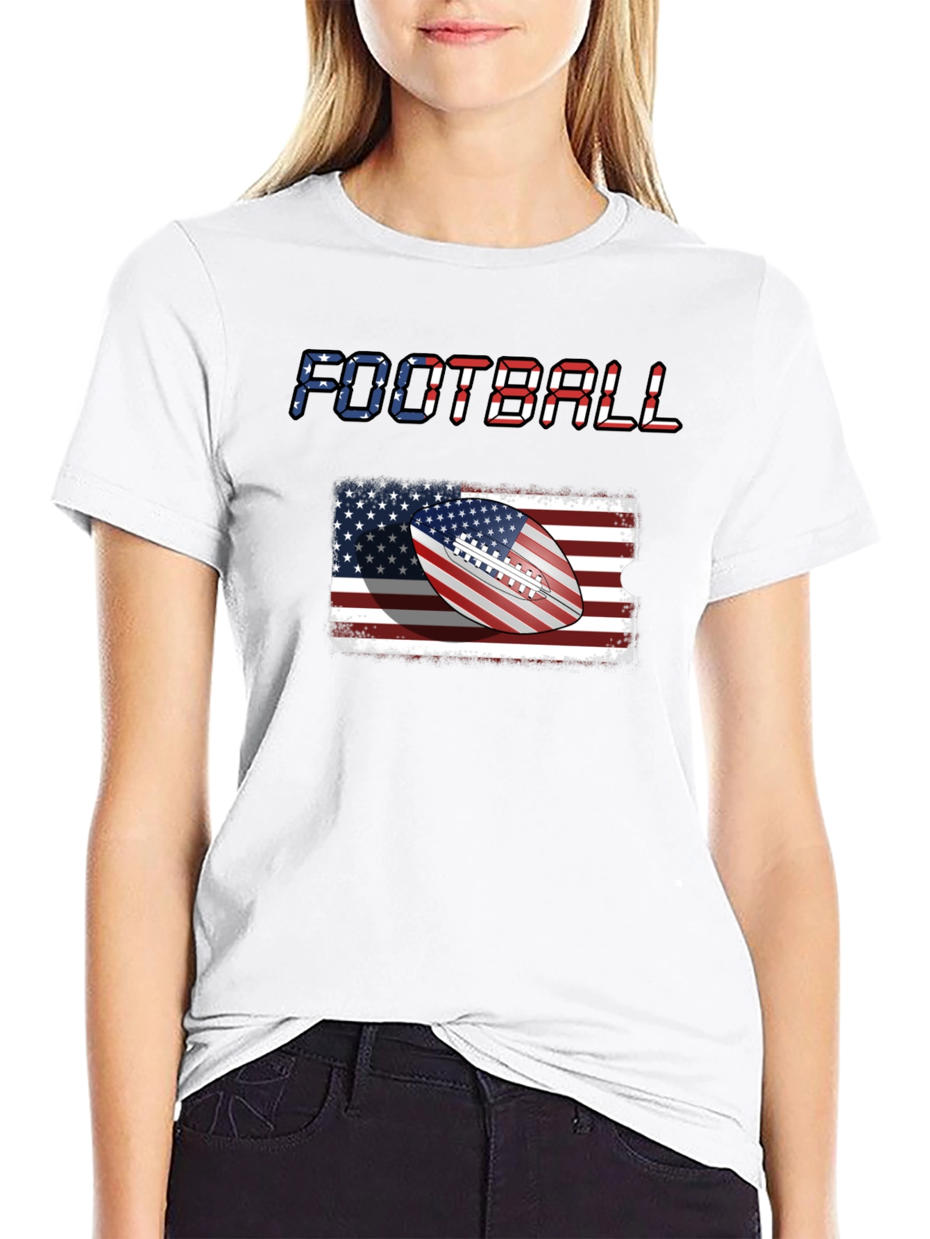 Patriotic Football T-Shirt - USA Flag Graphic Tee