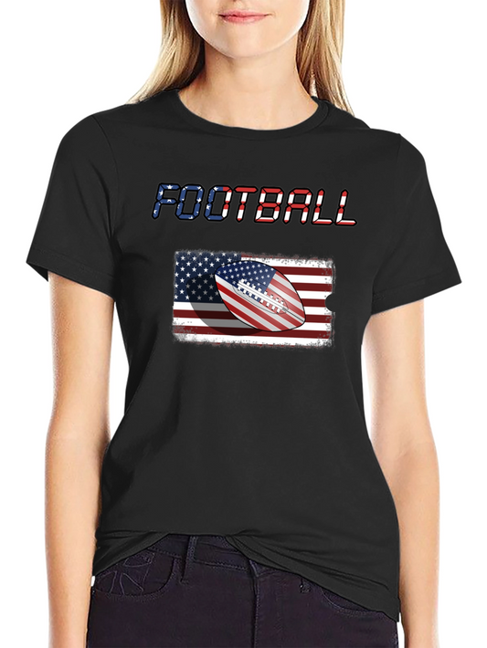 Patriotic Football T-Shirt - USA Flag Graphic Tee