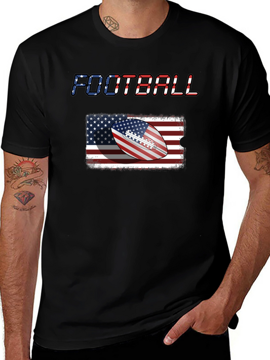 Patriotic Football T-Shirt - USA Flag Graphic Tee