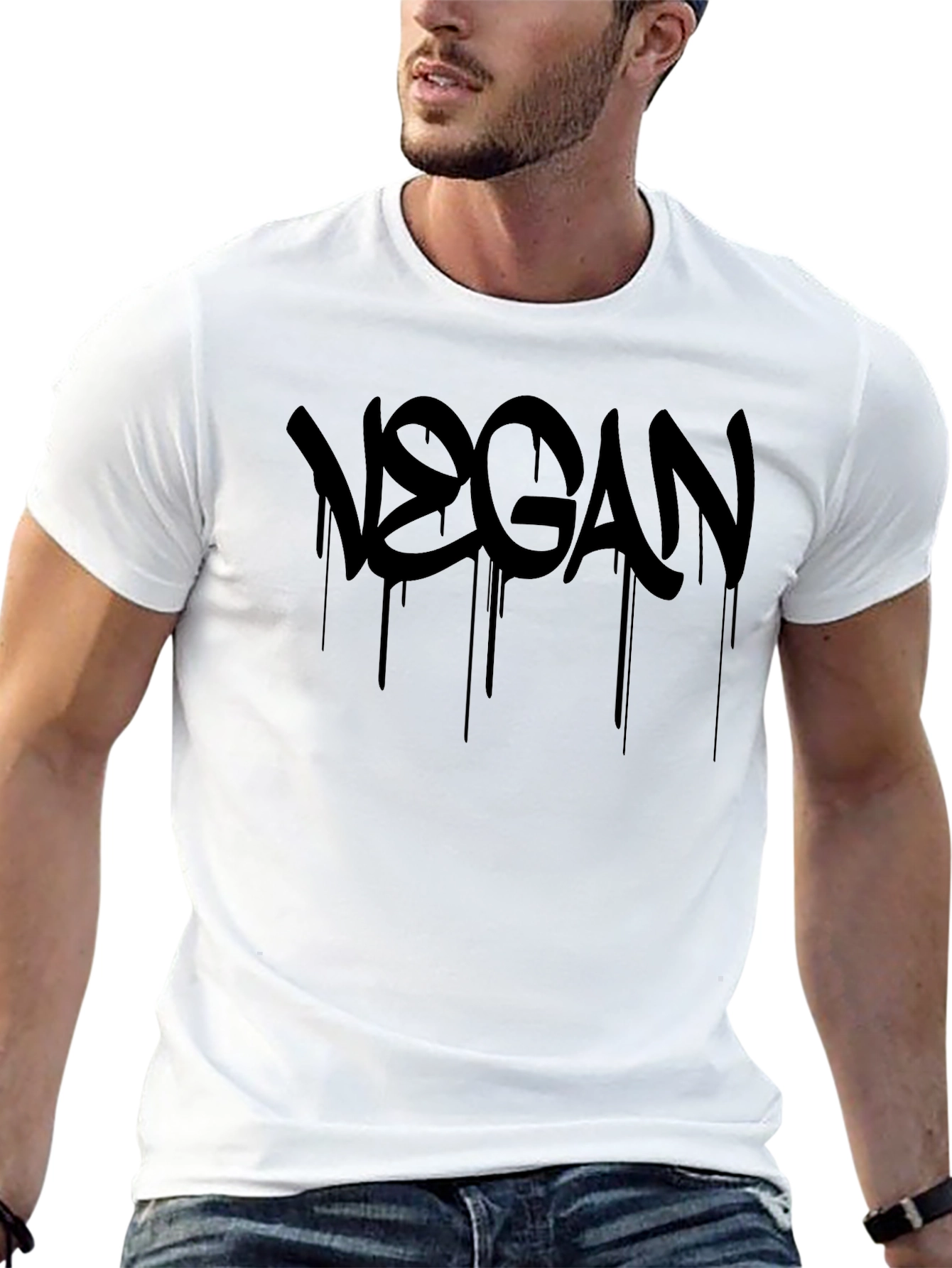 Vegan Drip Graphic T-Shirt - Stylish Black Tee
