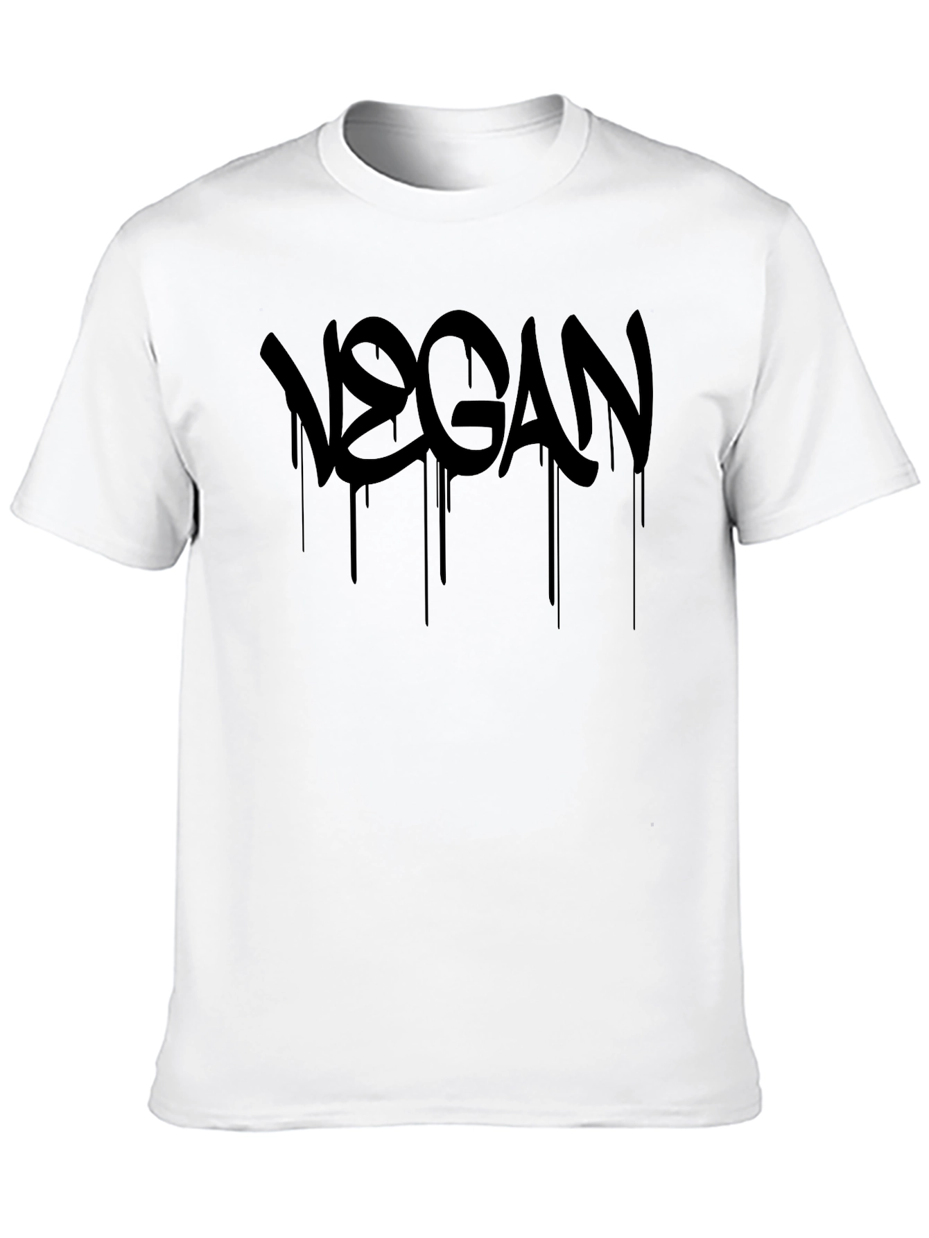 Vegan Drip Graphic T-Shirt - Stylish Black Tee
