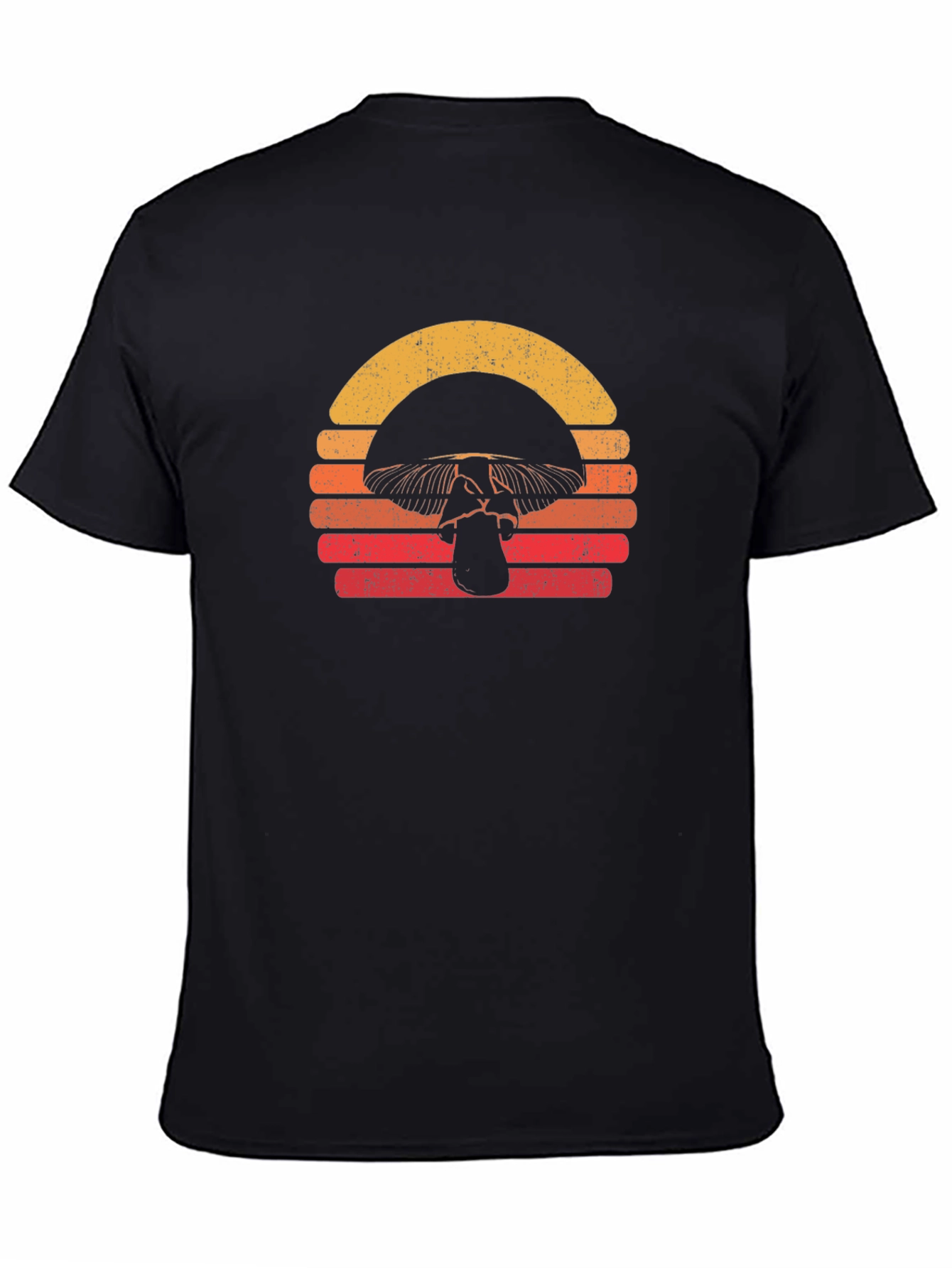 Retro Mushroom Sunset Graphic Tee - Black