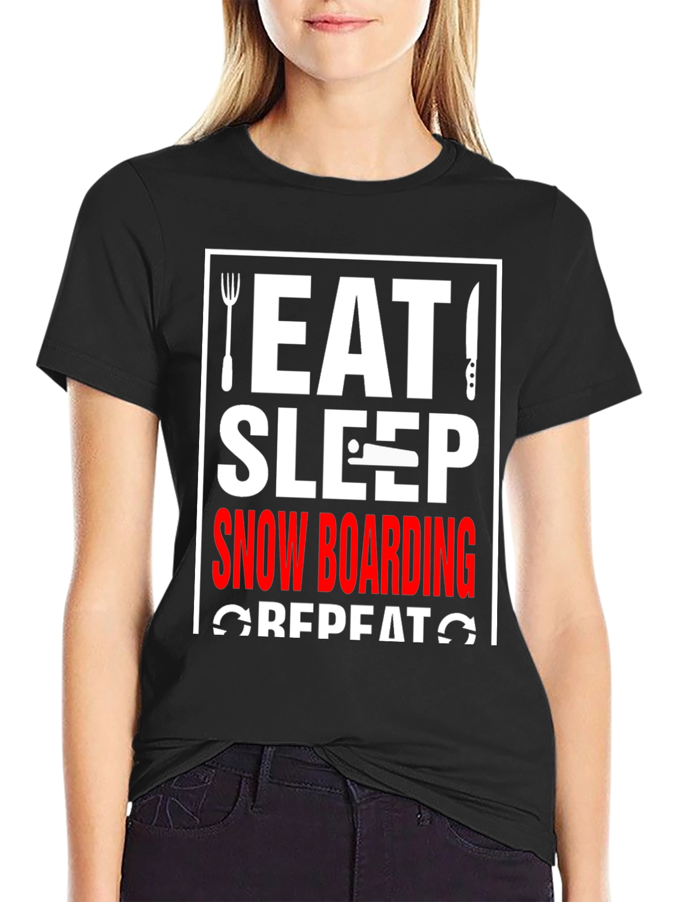 Eat Sleep Snowboarding Repeat Graphic Tee