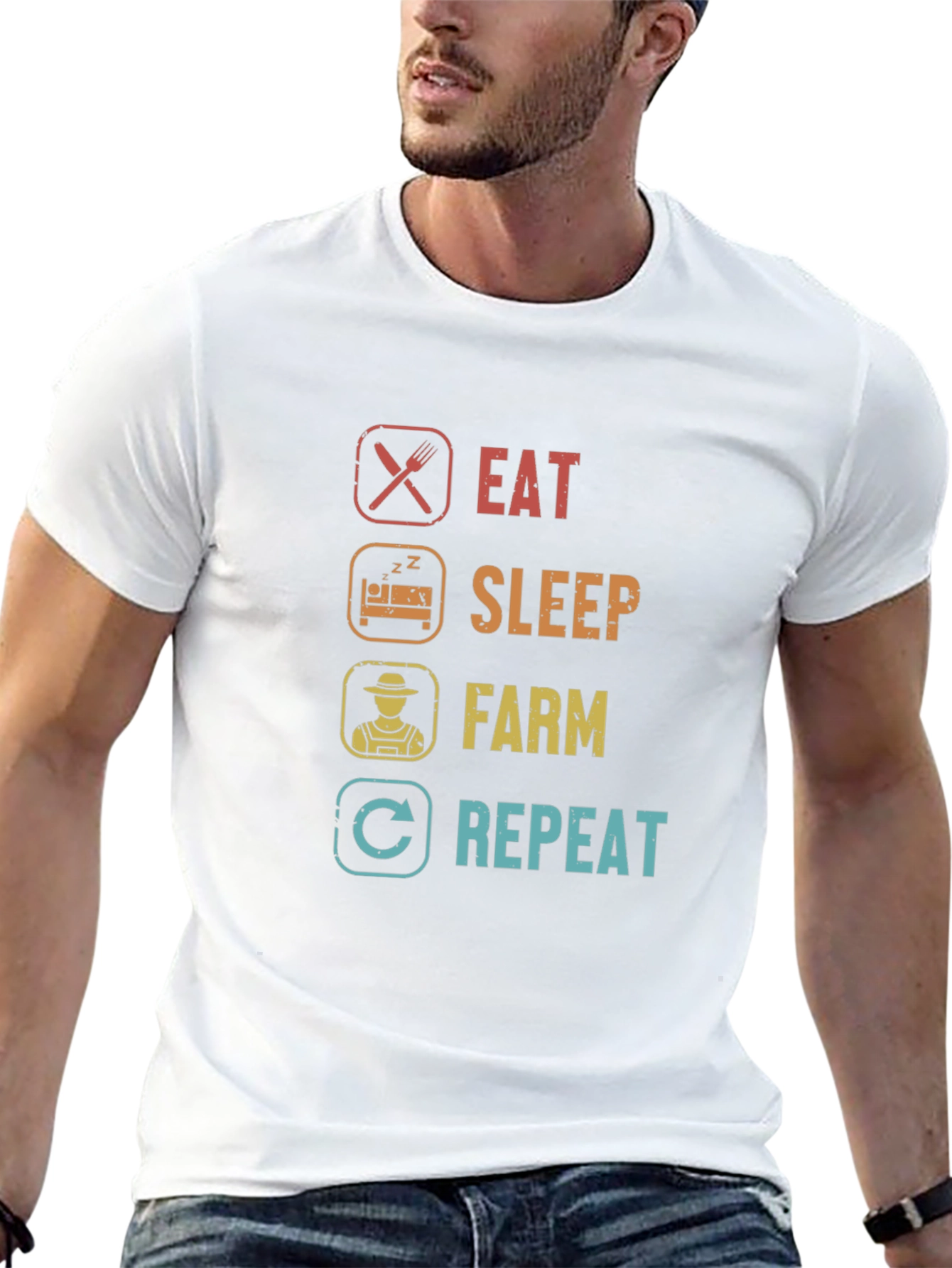 Eat Sleep Farm Repeat Graphic Tee