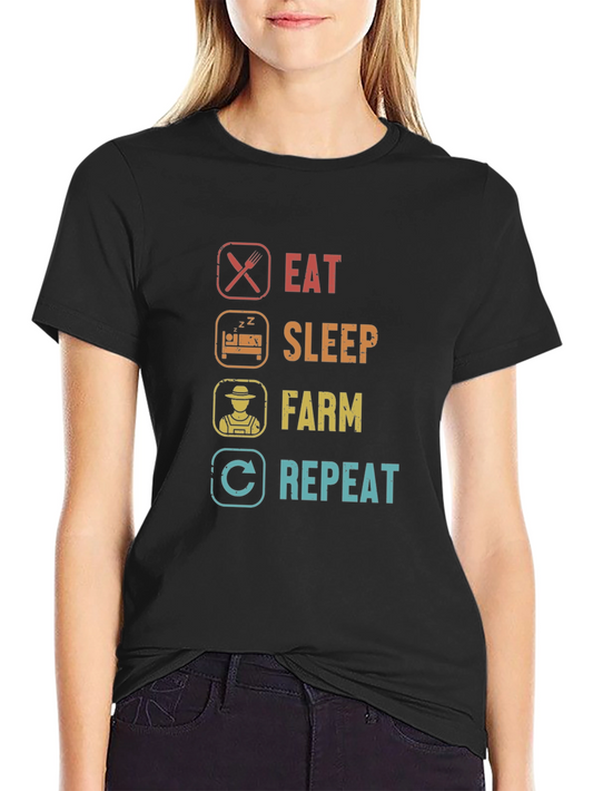 Eat Sleep Farm Repeat Graphic Tee