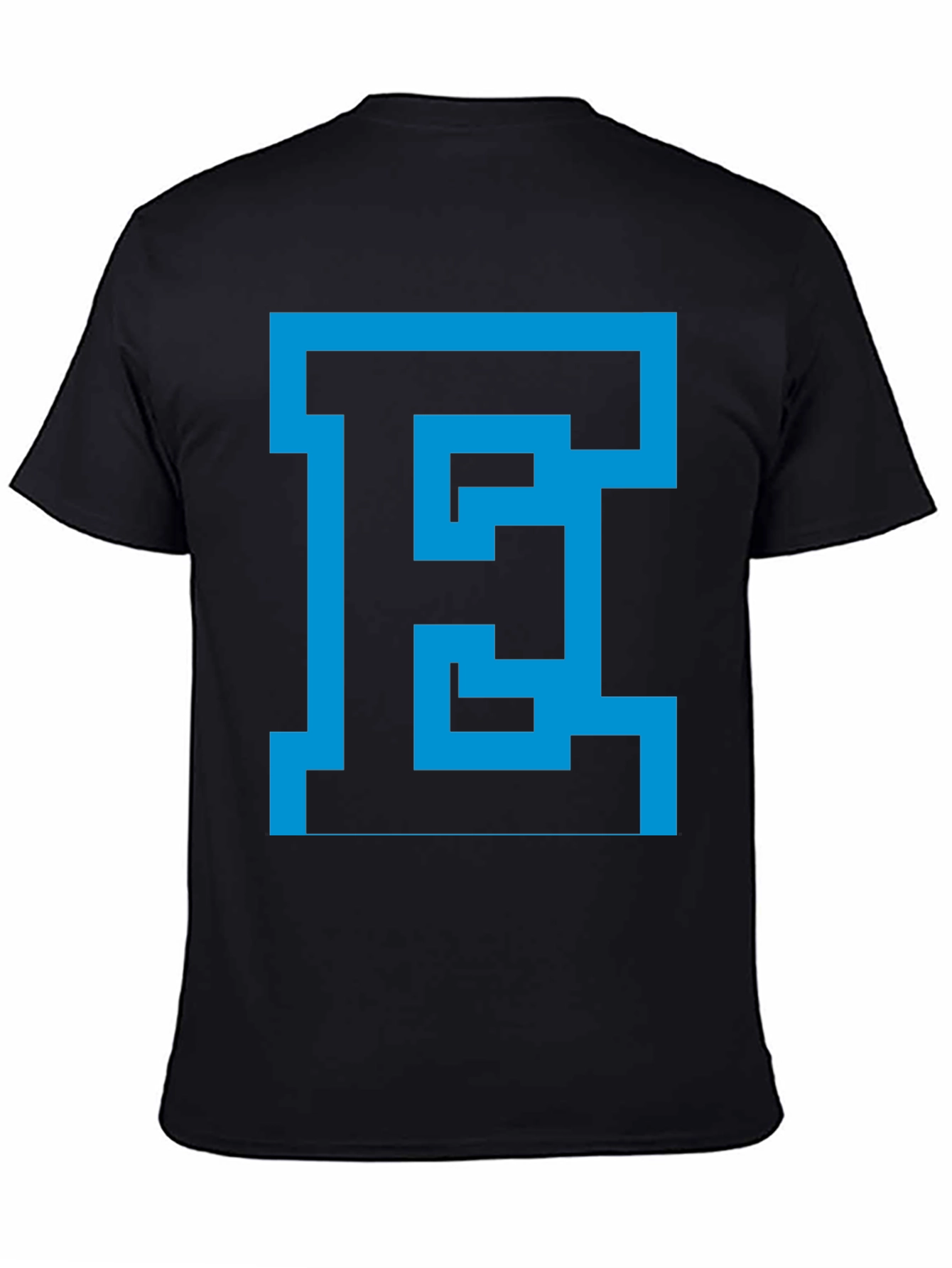 Abstract Blue E Graphic Black Tee