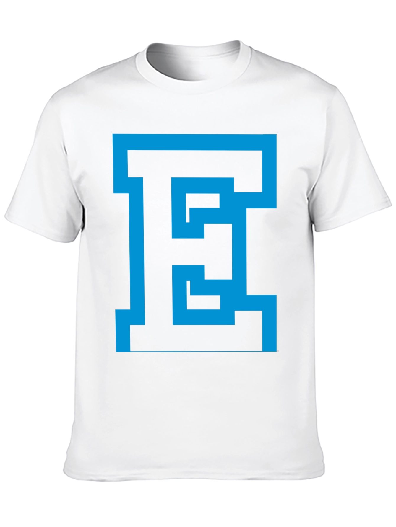 Abstract Blue E Graphic Black Tee