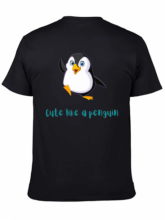 Cute Penguin Graphic T-Shirt - Black