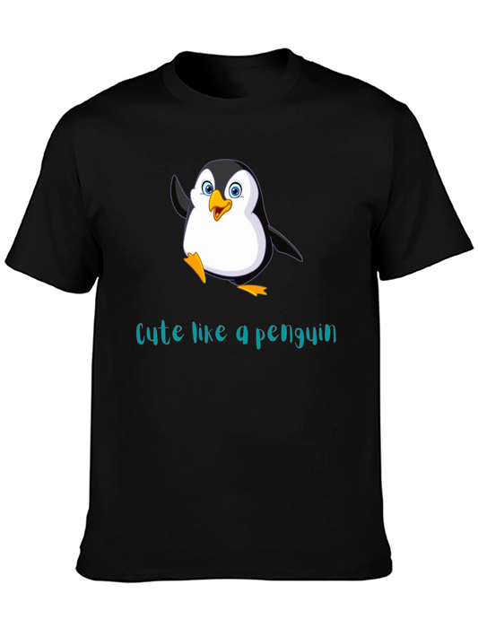 Cute Penguin Graphic T-Shirt - Black