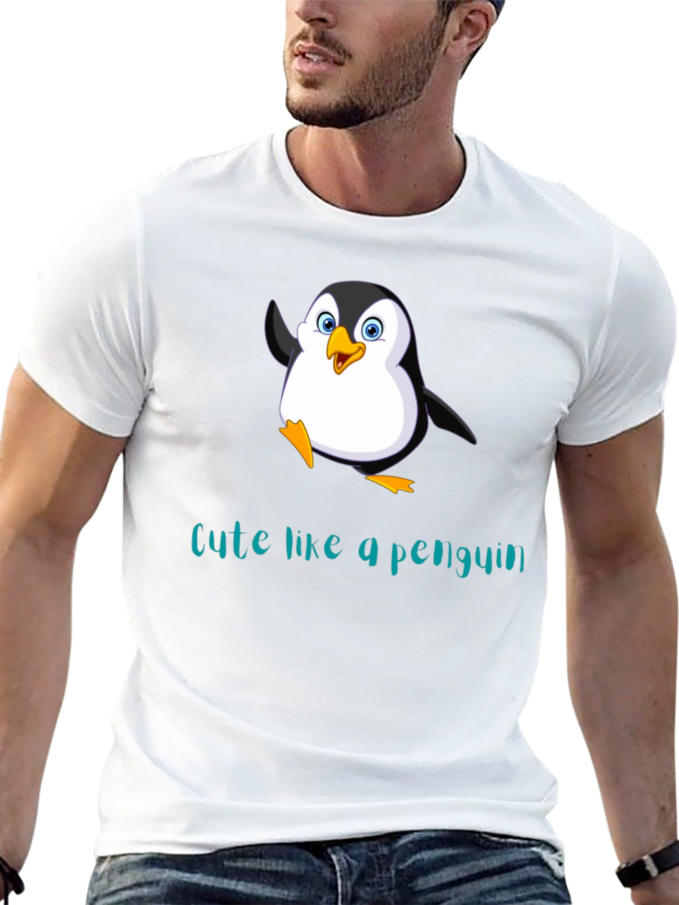Cute Penguin Graphic T-Shirt - Black
