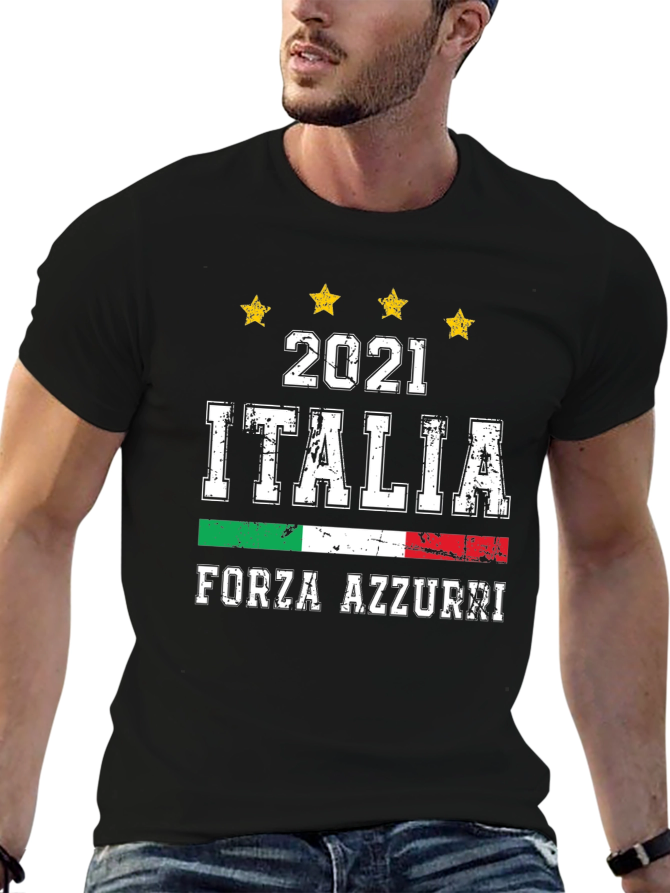 Italia Forza Azzurri 2021 Soccer Graphic T-Shirt