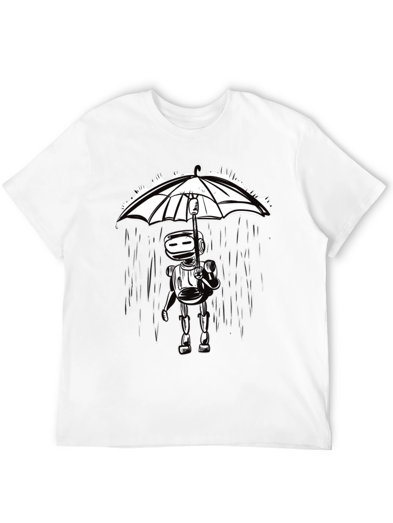 Robot Under Umbrella Graphic Tee
