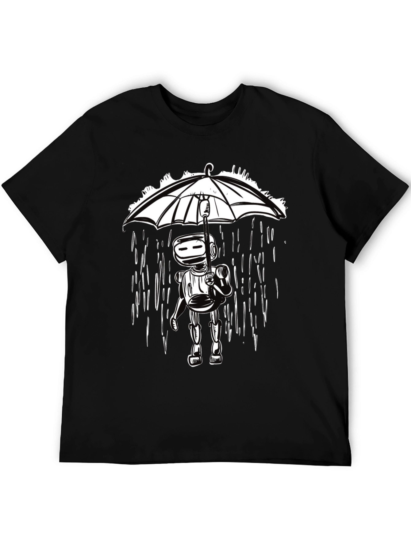 Robot Under Umbrella Graphic Tee