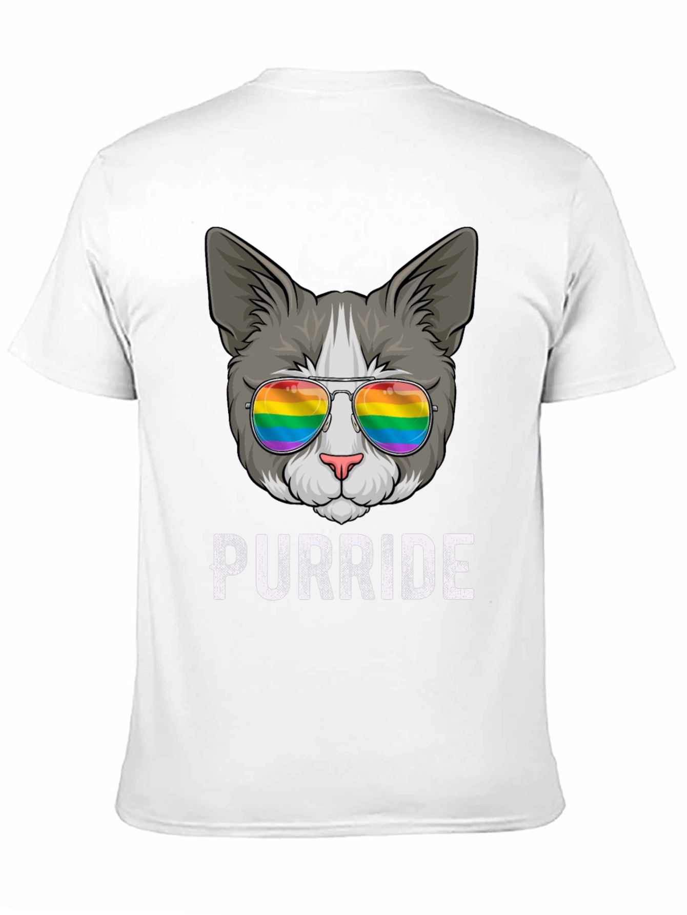 Purride T-Shirt - Cat with Rainbow Sunglasses
