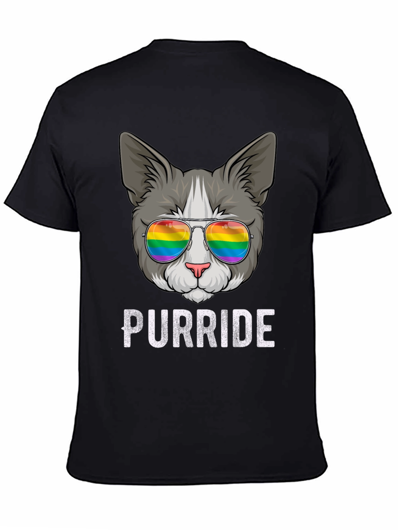 Purride T-Shirt - Cat with Rainbow Sunglasses