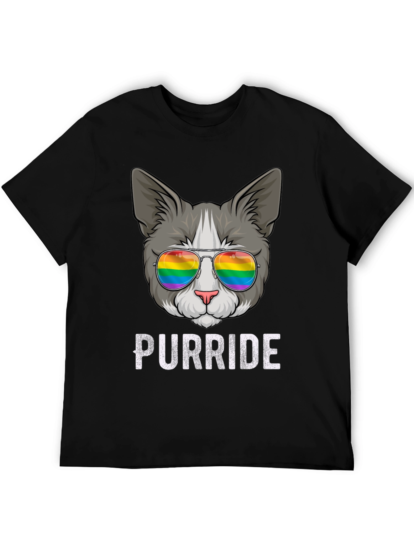 Purride T-Shirt - Cat with Rainbow Sunglasses