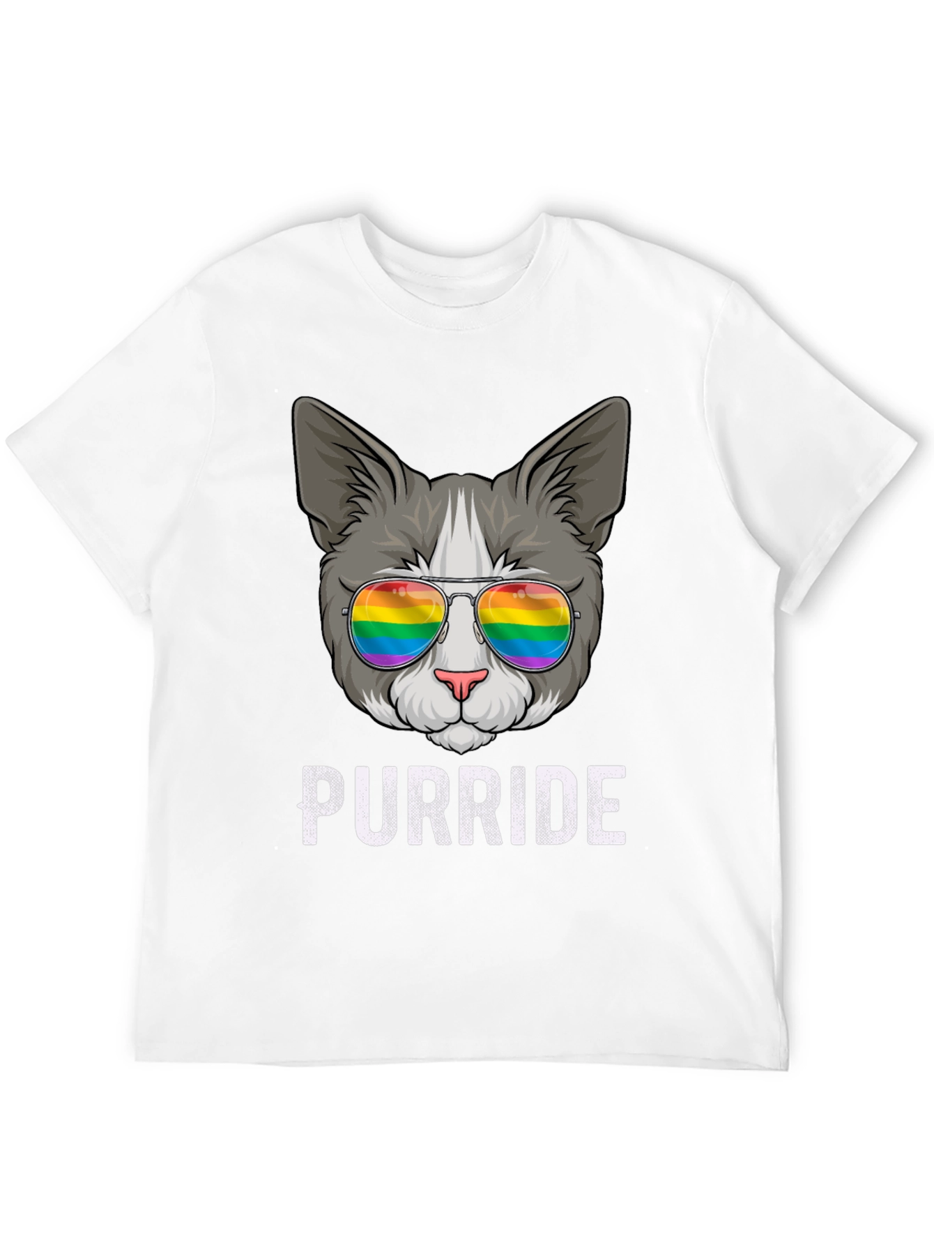Purride T-Shirt - Cat with Rainbow Sunglasses