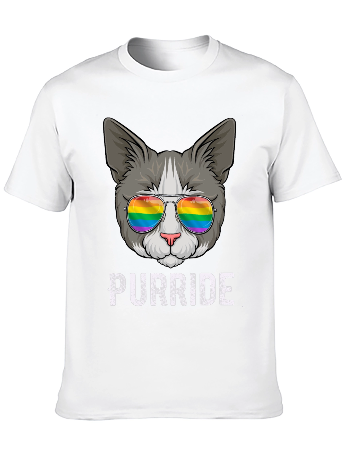 Purride T-Shirt - Cat with Rainbow Sunglasses