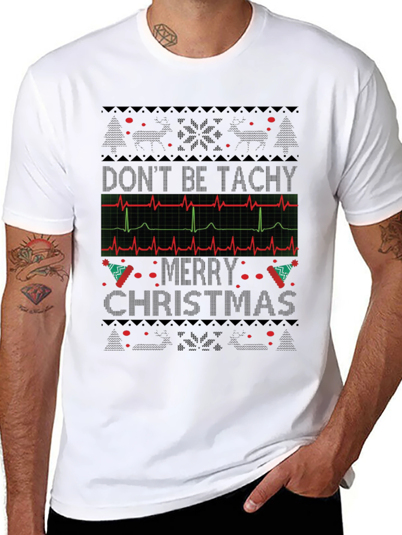 Dont Be Tachy Merry Christmas Black T-Shirt