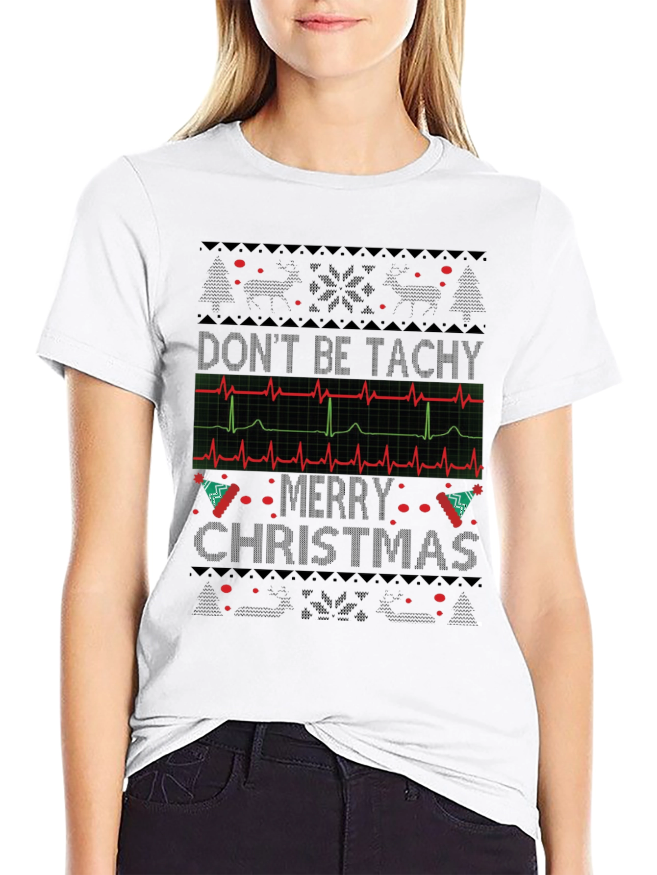 Dont Be Tachy Merry Christmas Black T-Shirt