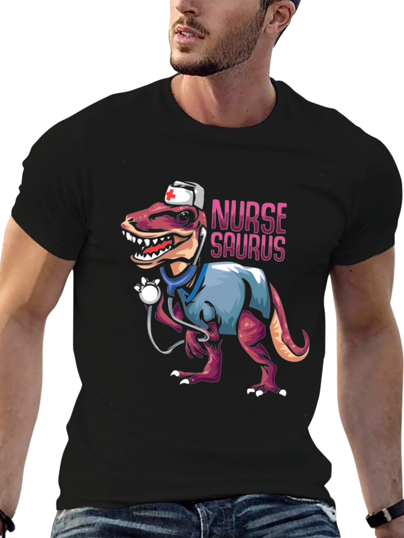 Nurse Saurus T-Shirt Funny Dino Nursing Tee