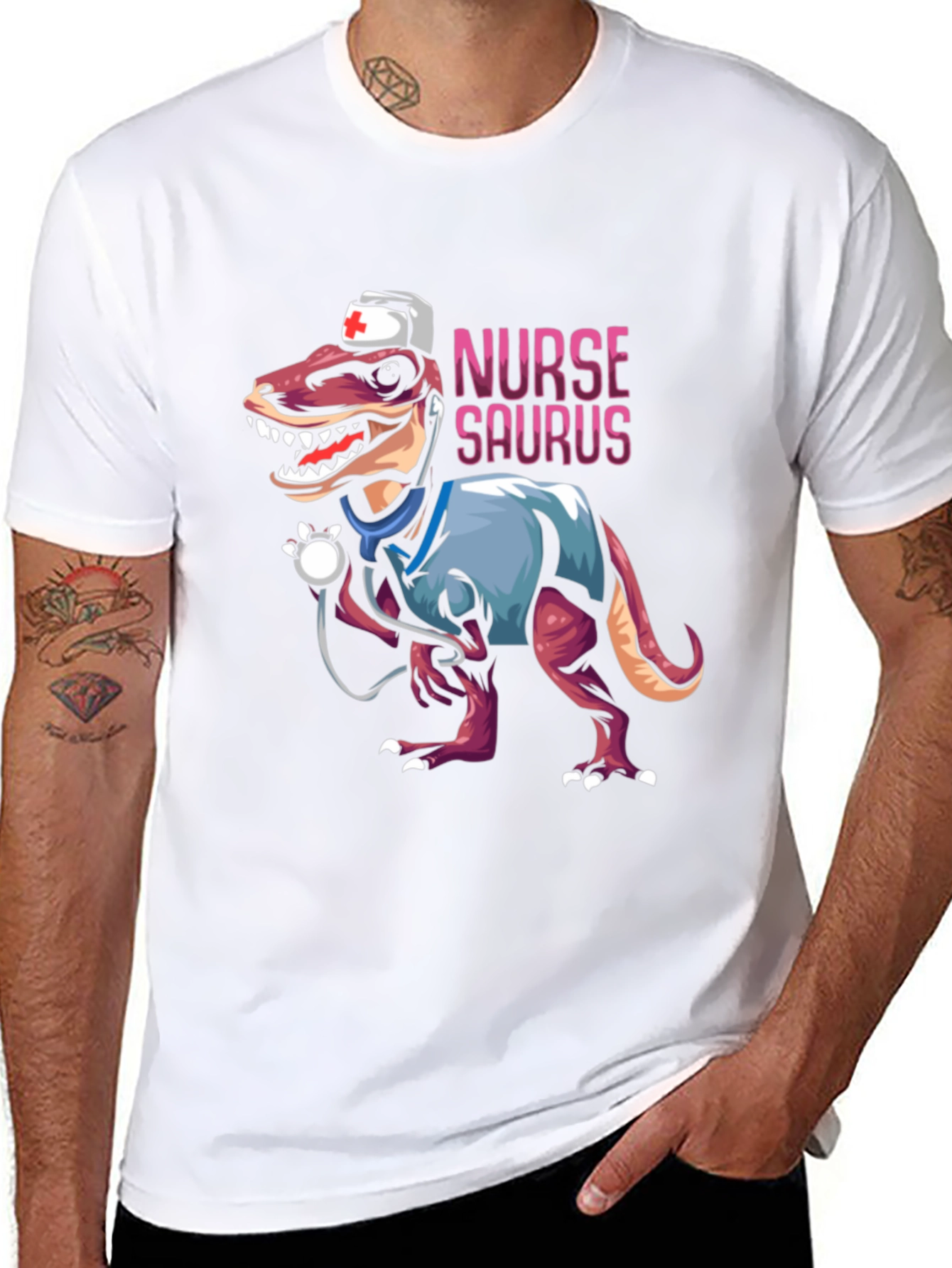Nurse Saurus T-Shirt Funny Dino Nursing Tee