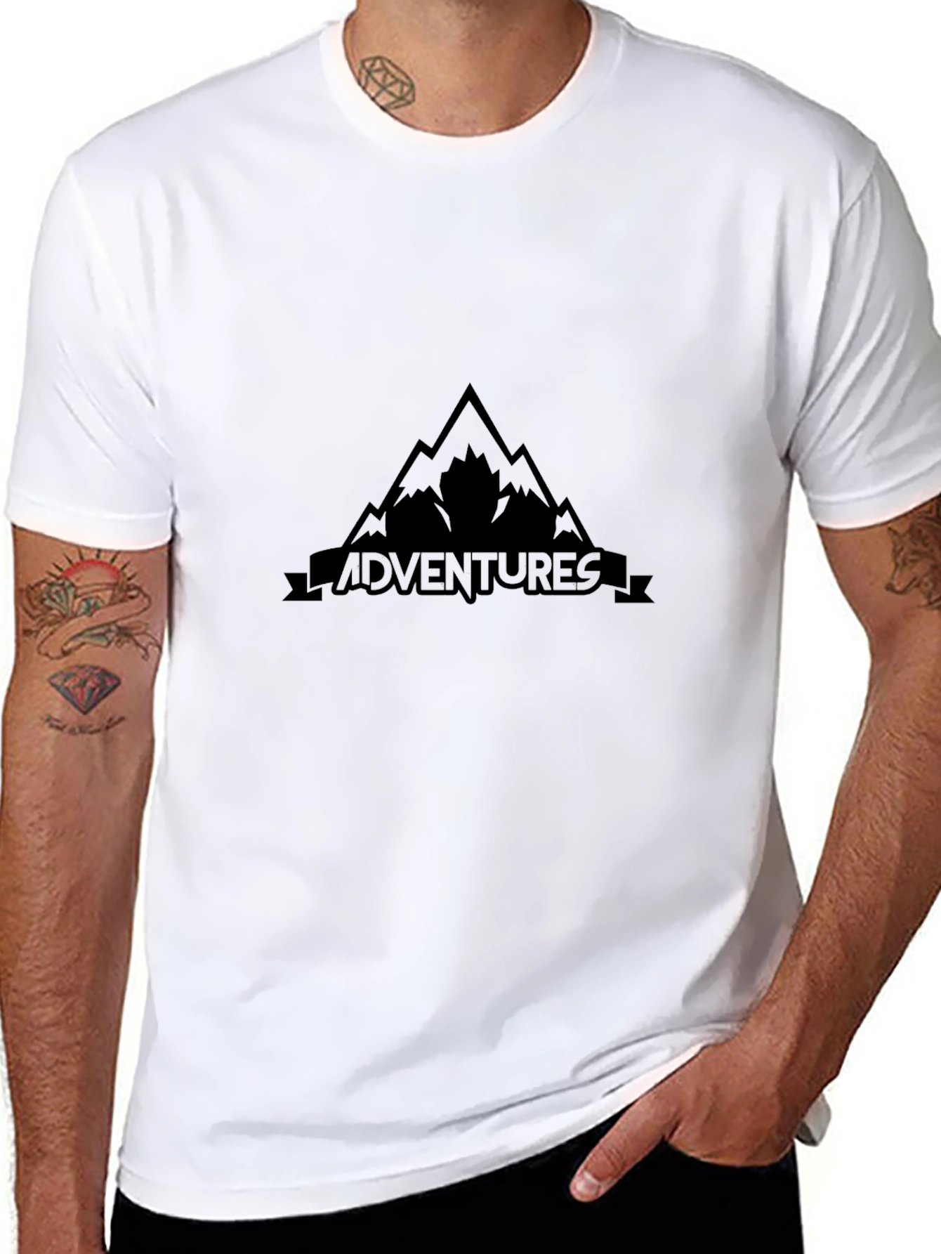 Mens Black Adventures Graphic T-Shirt