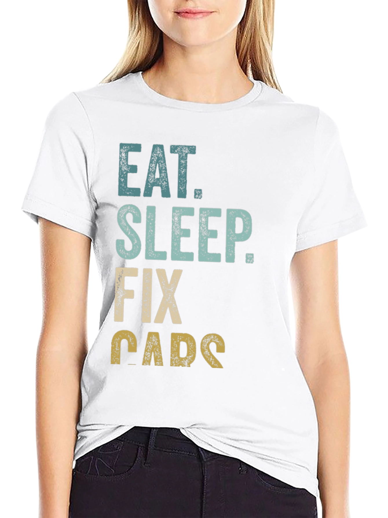 Eat Sleep Fix Cars Graphic Tee - Black