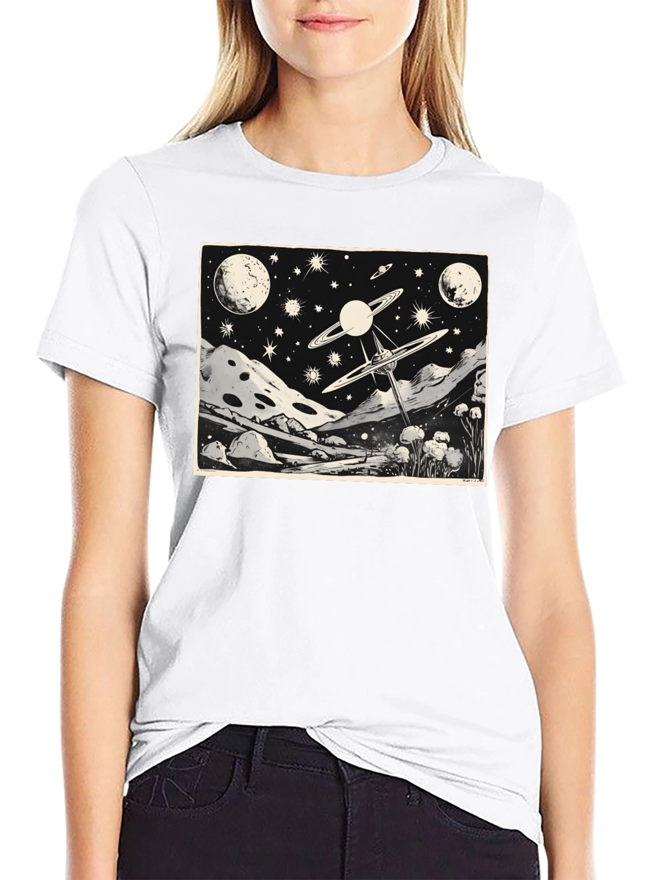 Cosmic Landscape Graphic Tee - Black