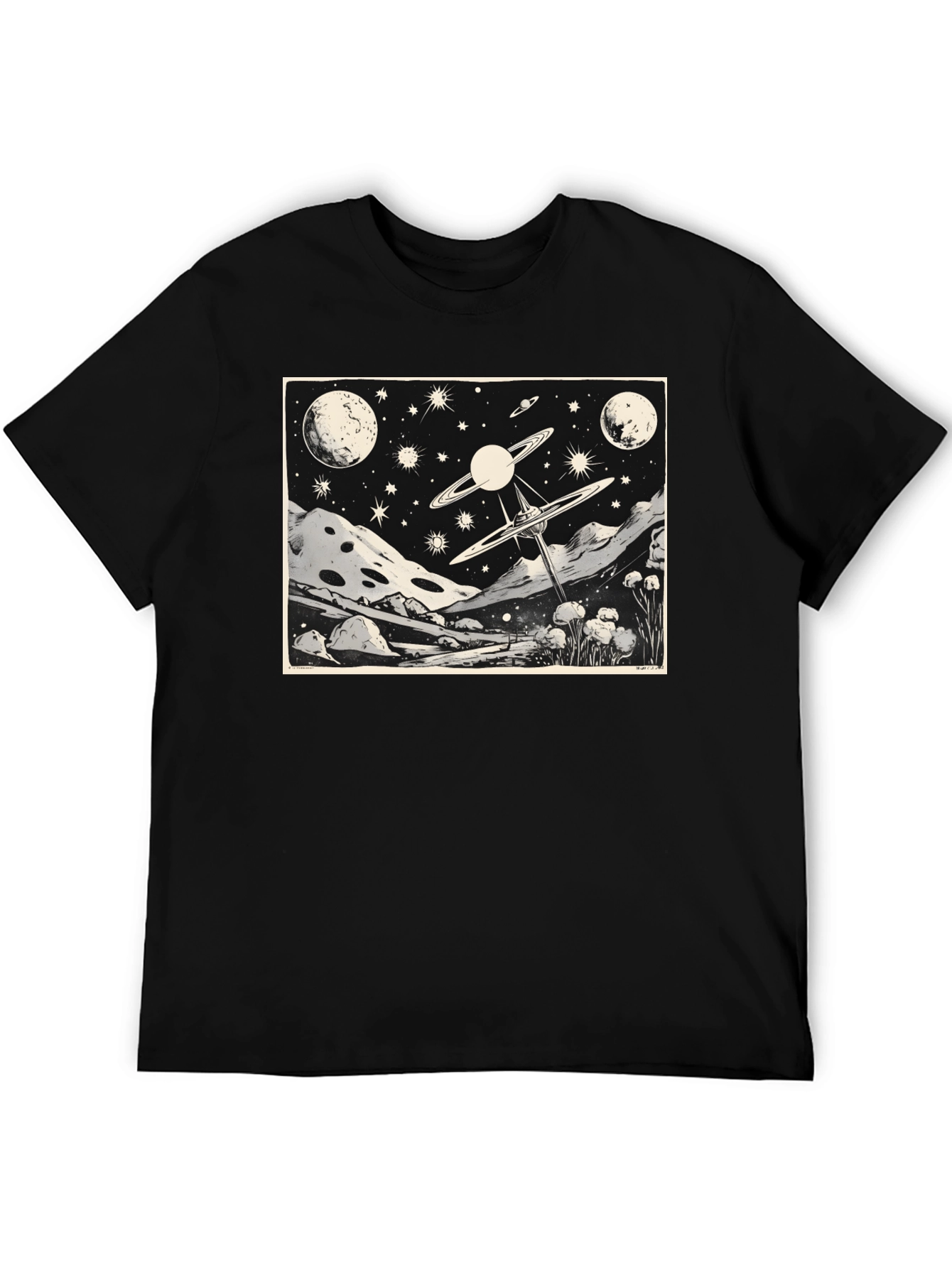 Cosmic Landscape Graphic Tee - Black
