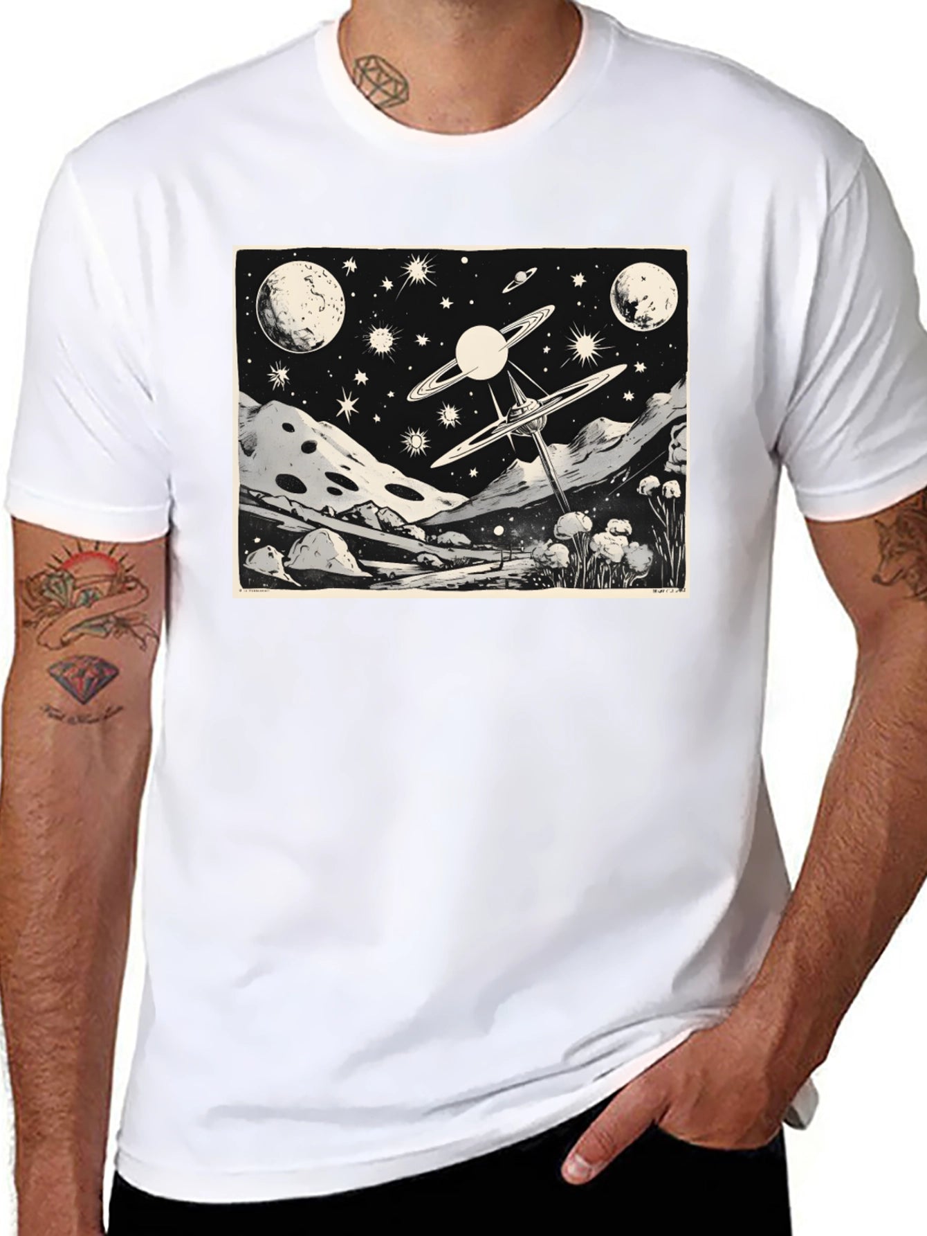 Cosmic Landscape Graphic Tee - Black