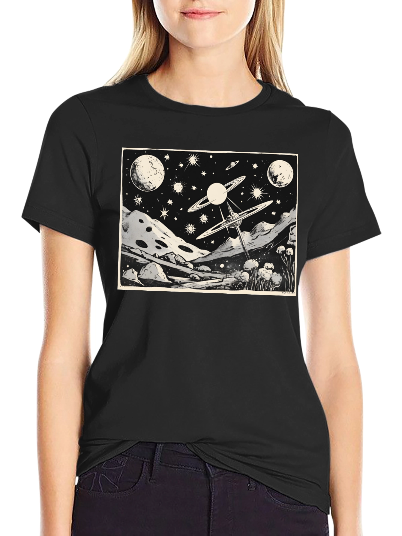 Cosmic Landscape Graphic Tee - Black