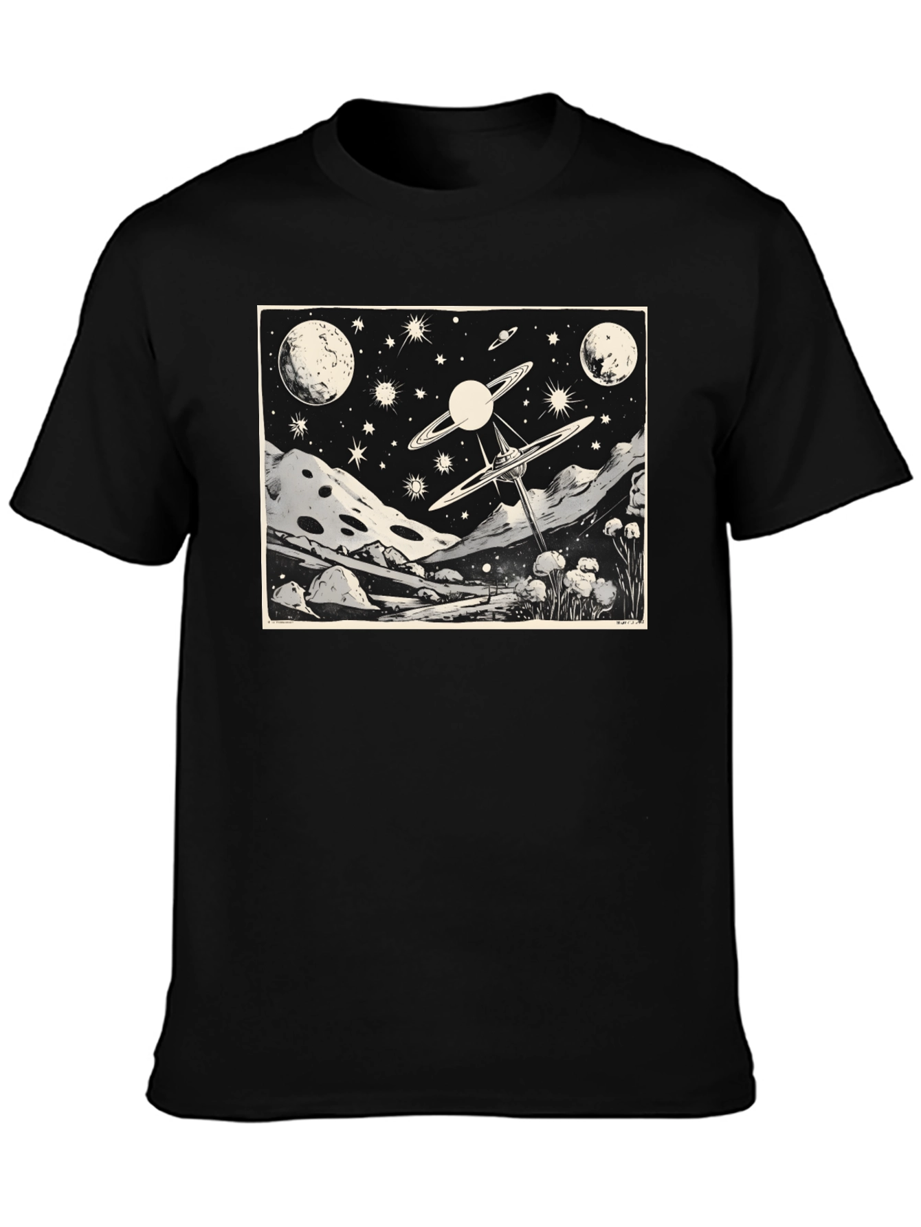 Cosmic Landscape Graphic Tee - Black