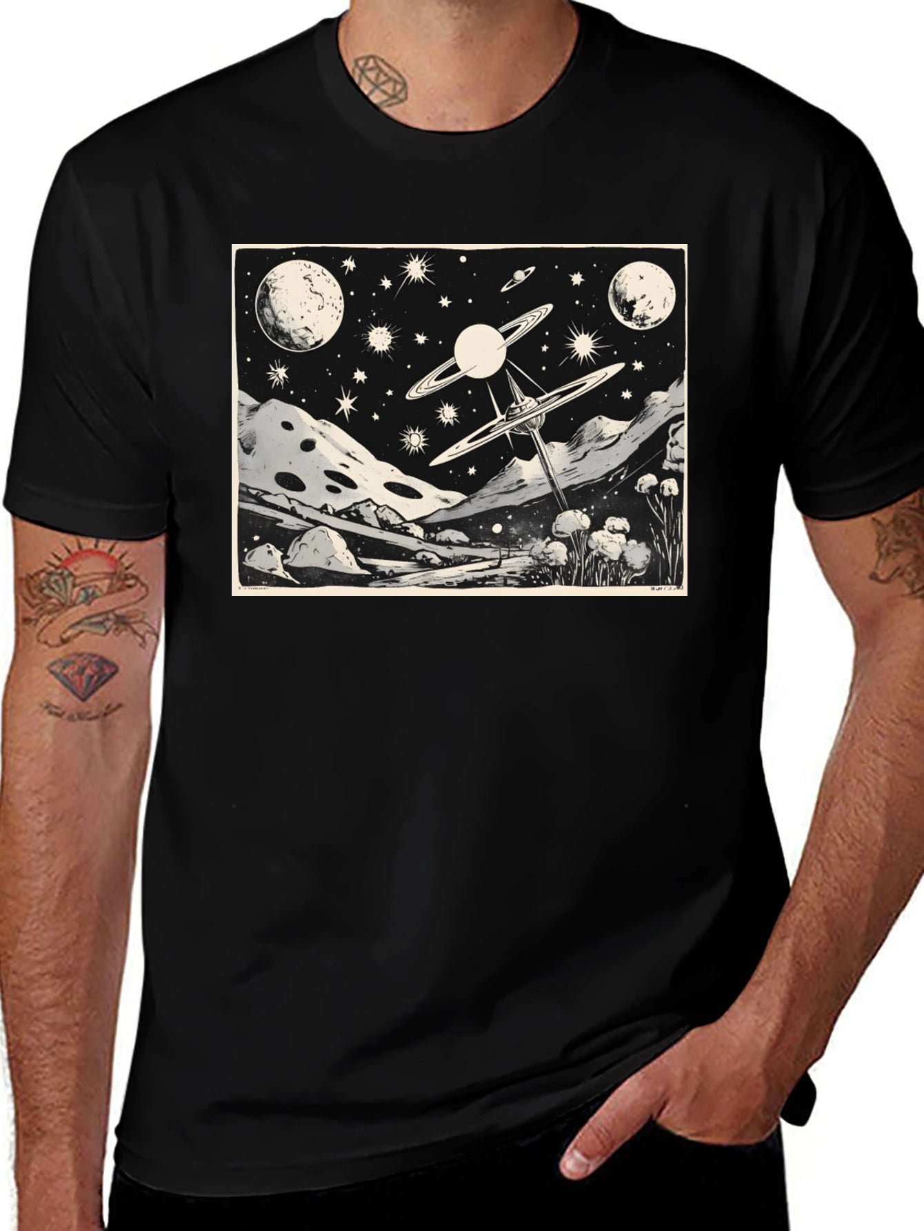 Cosmic Landscape Graphic Tee - Black