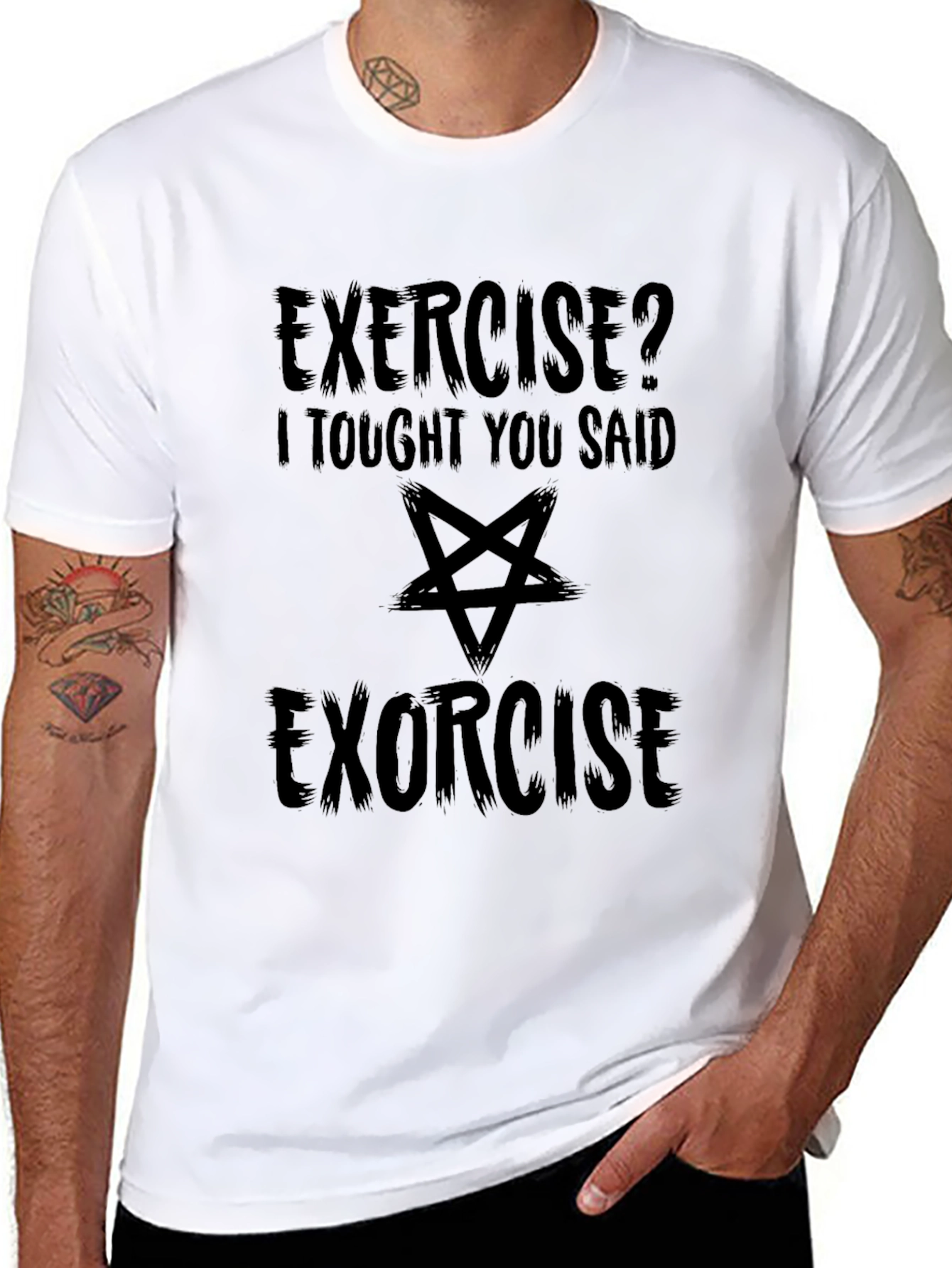 Exercise? Exorcise Funny Graphic T-Shirt