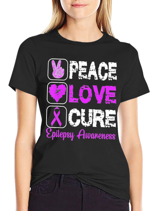 Peace Love Cure Epilepsy Awareness T-Shirt